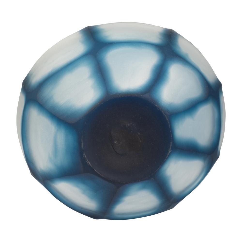 Glass, 9" Carved Bowl Blue. Picture 8
