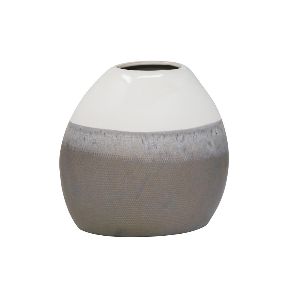 Ceramic 9" Vase, Multi Gray. Picture 1