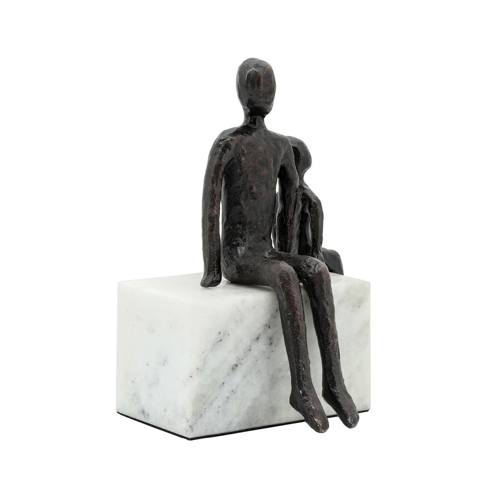 Metal, 10", Dad & Son Sitting Sculpture. Picture 2