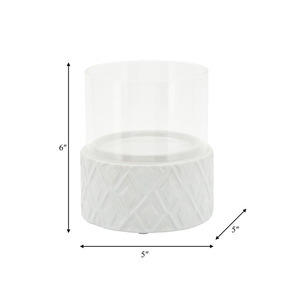 White Ceramic /glass 5" Pillar Holder, Diamond. Picture 4