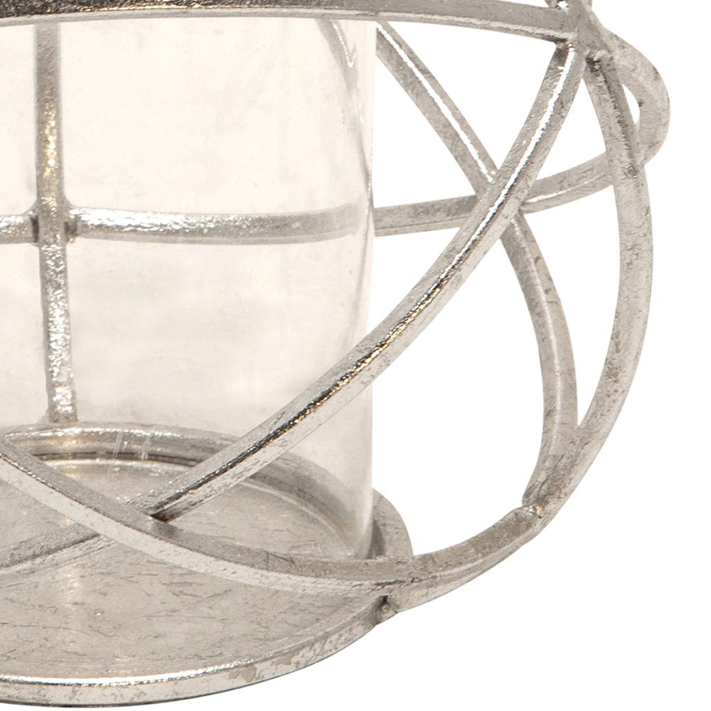 S/2 6" Orb Candle Holder , Silver. Picture 7