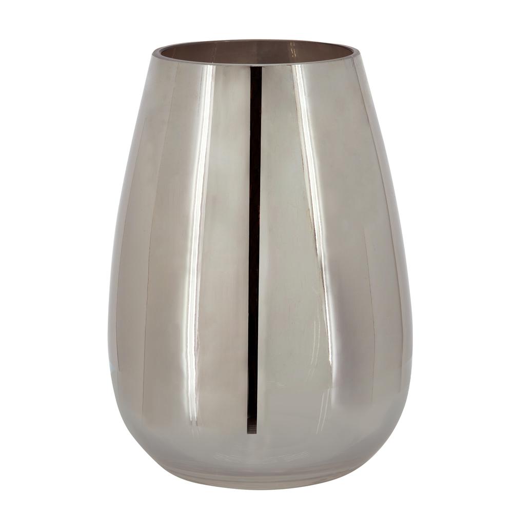Glass 8"h Metallic Vase, Silver. Picture 1