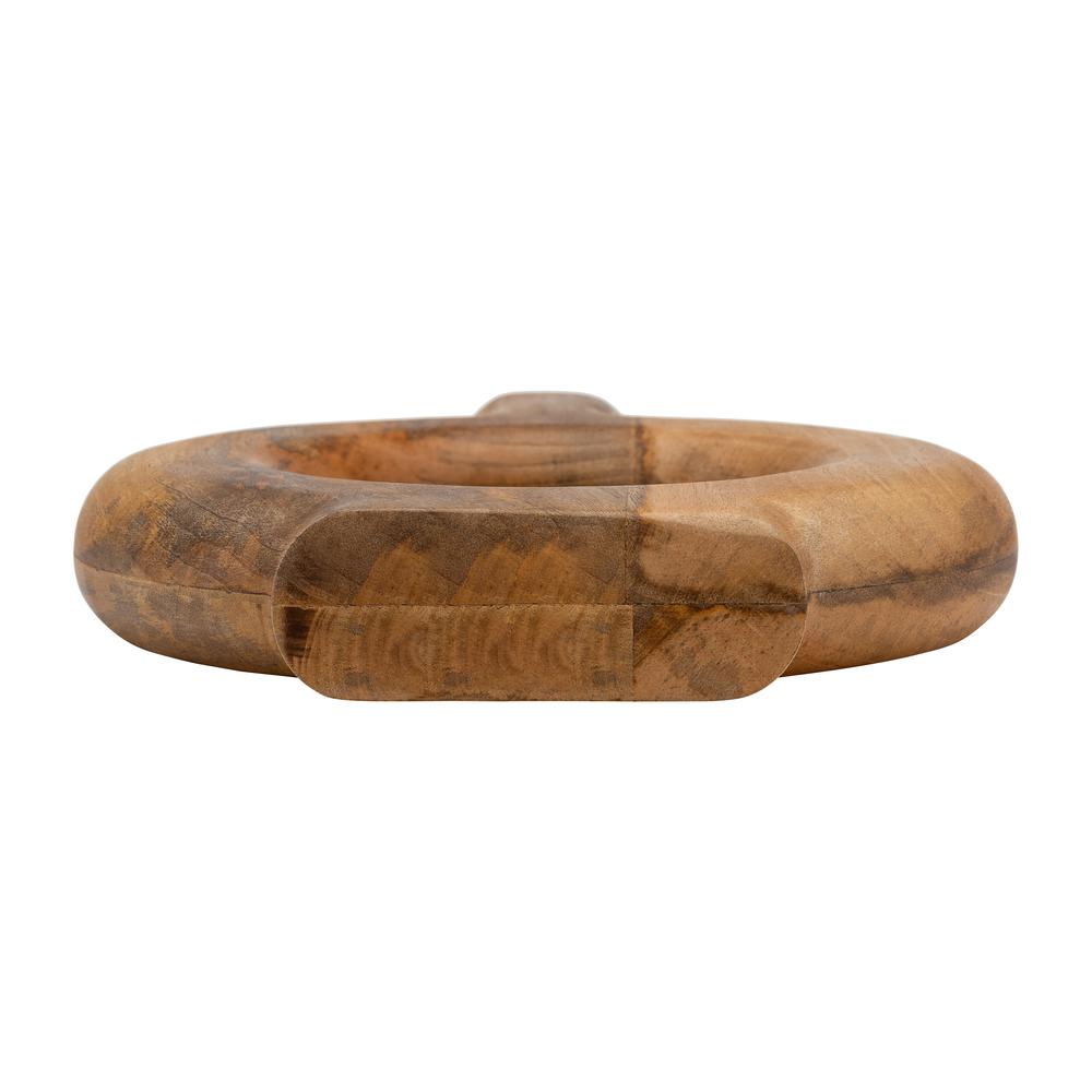 Wood, 14"h Donut Shaped Vase, Brown. Picture 8