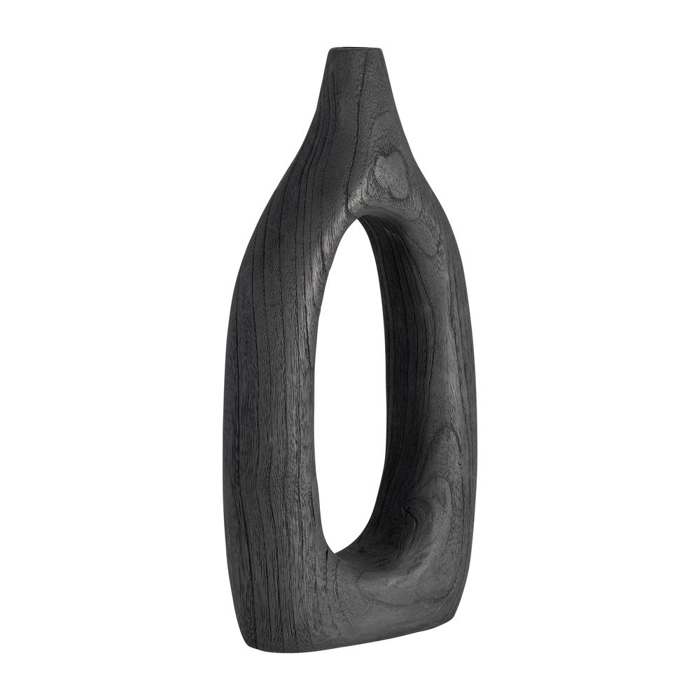 Wood, 14"h Cut-out Vase, Black. Picture 3