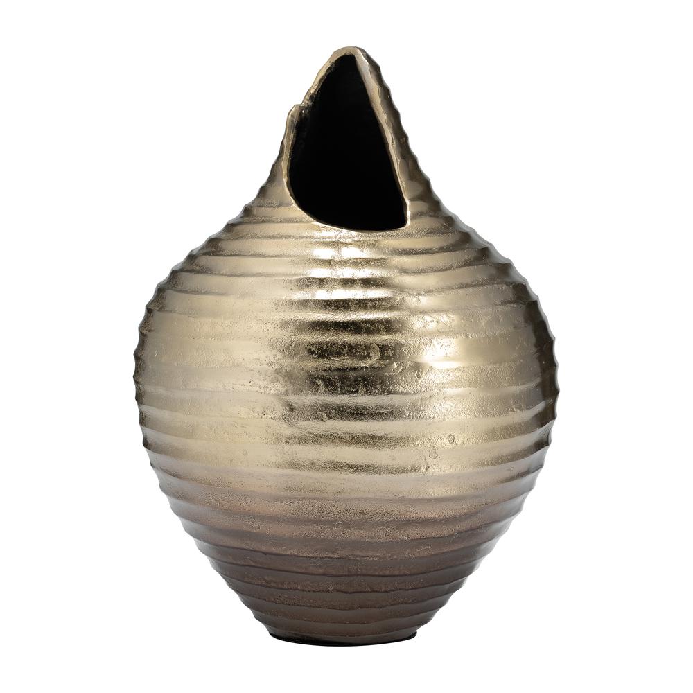Metal,16",shell Like Vase,gold. Picture 1