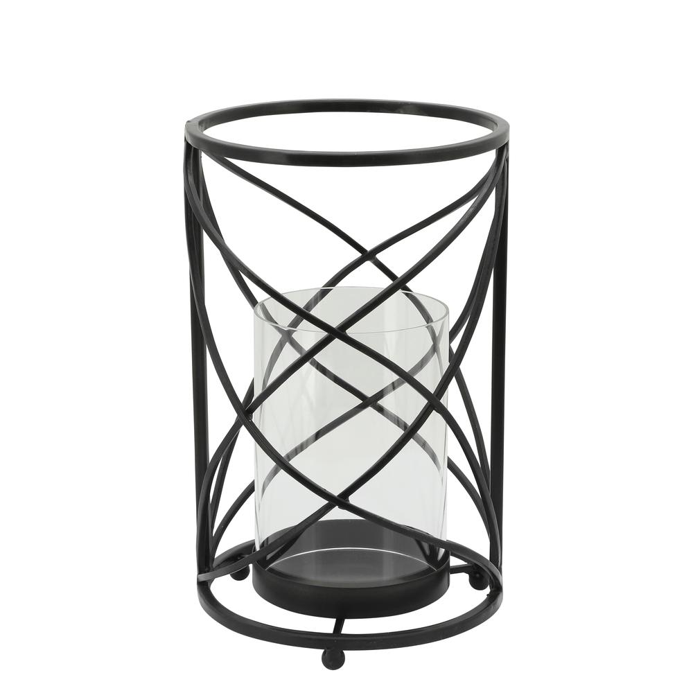 Metal 10" Hurricane Candle Holder, Black. Picture 1