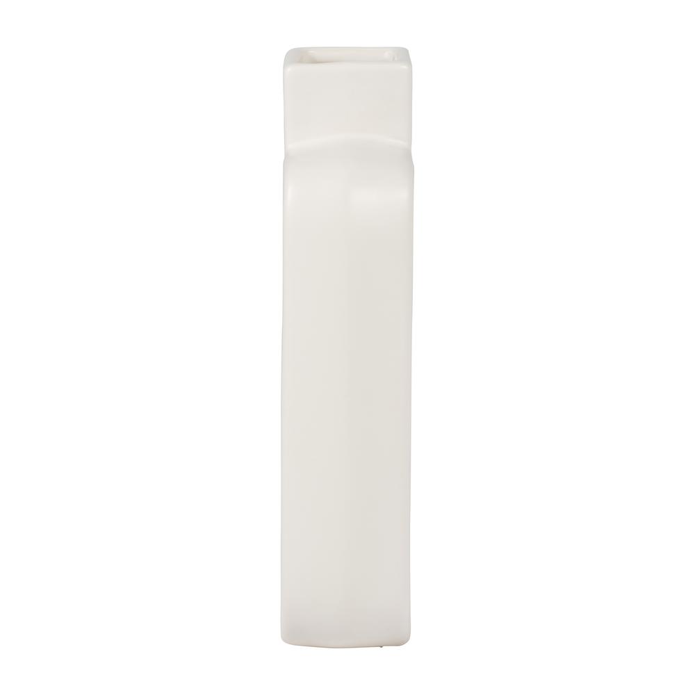 Cer, 8" Open Cut-out Vase, White. Picture 3