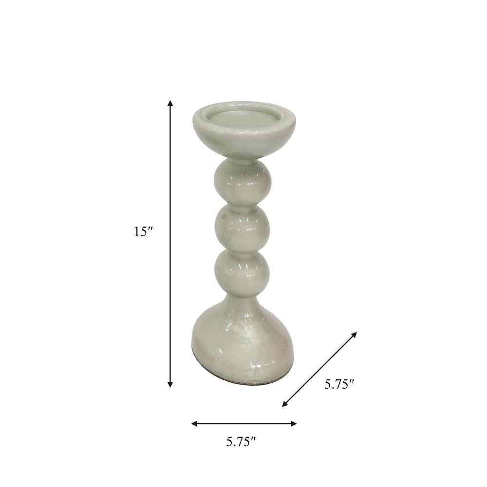 Glass,15"h,bubbly Candle Holder,white. Picture 2