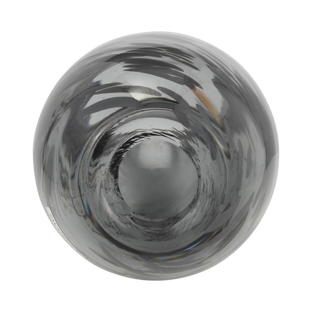 Glass, 15"h Swirl Vase, Black. Picture 7