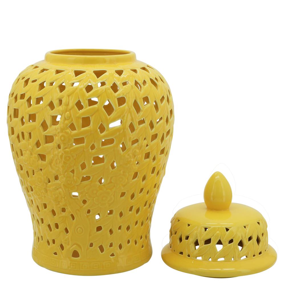 Pierced Yellow Temple Jar 24". Picture 2