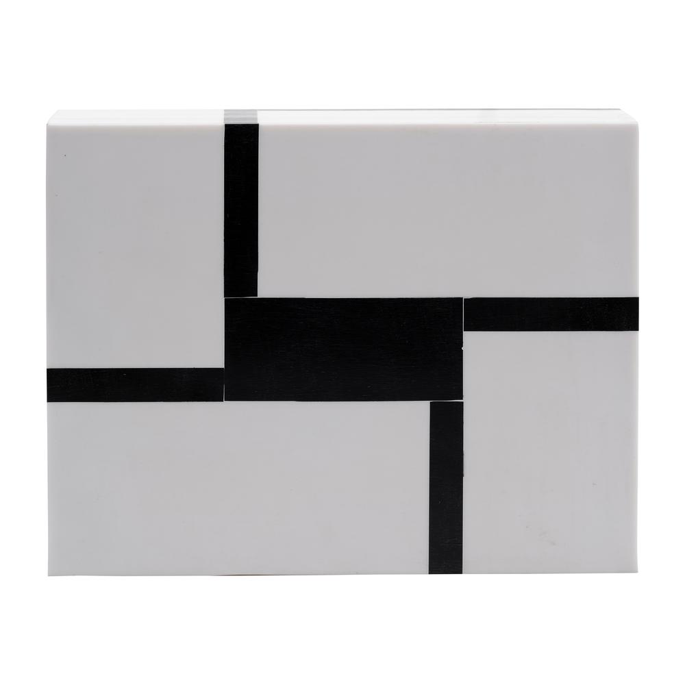 Resin,s/3 6/7/9"bold Lines Design Rec Boxes,blk/wh. Picture 4