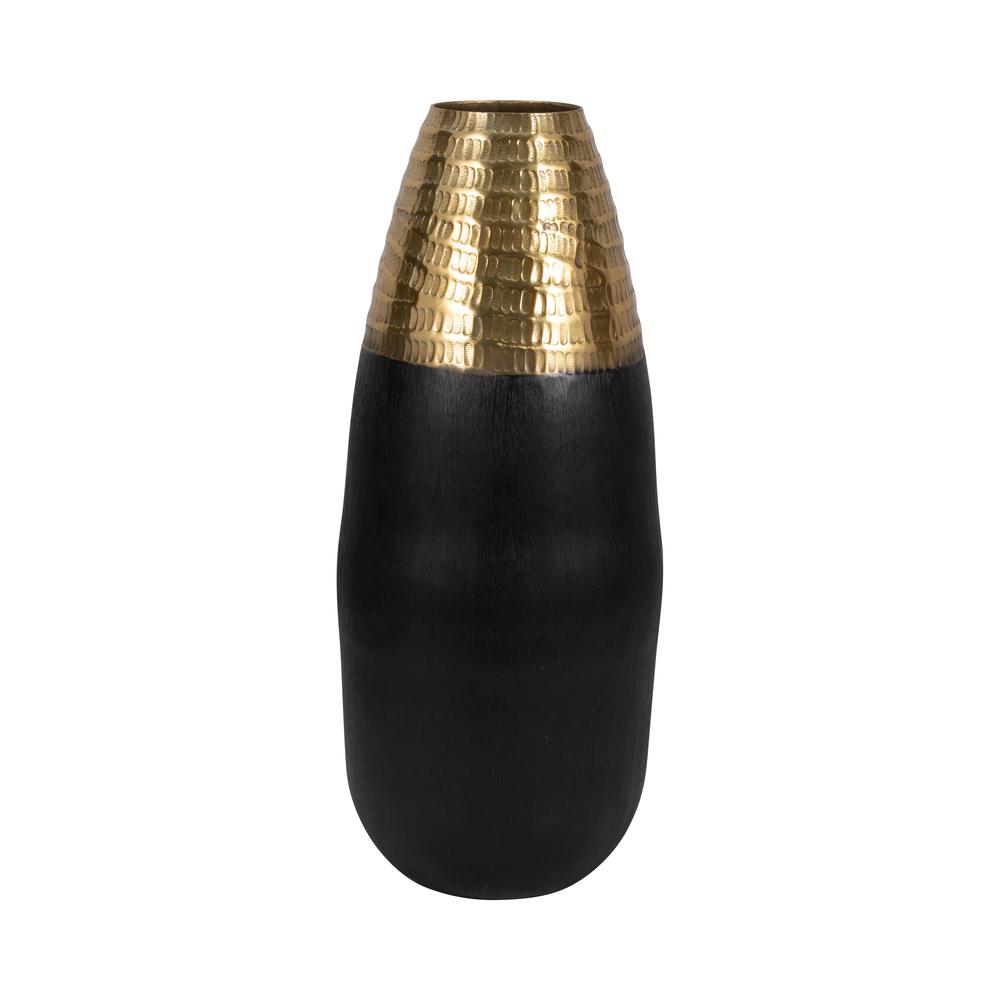 Metal, 20" 2-tone Floor Vase, Black/gold. Picture 1
