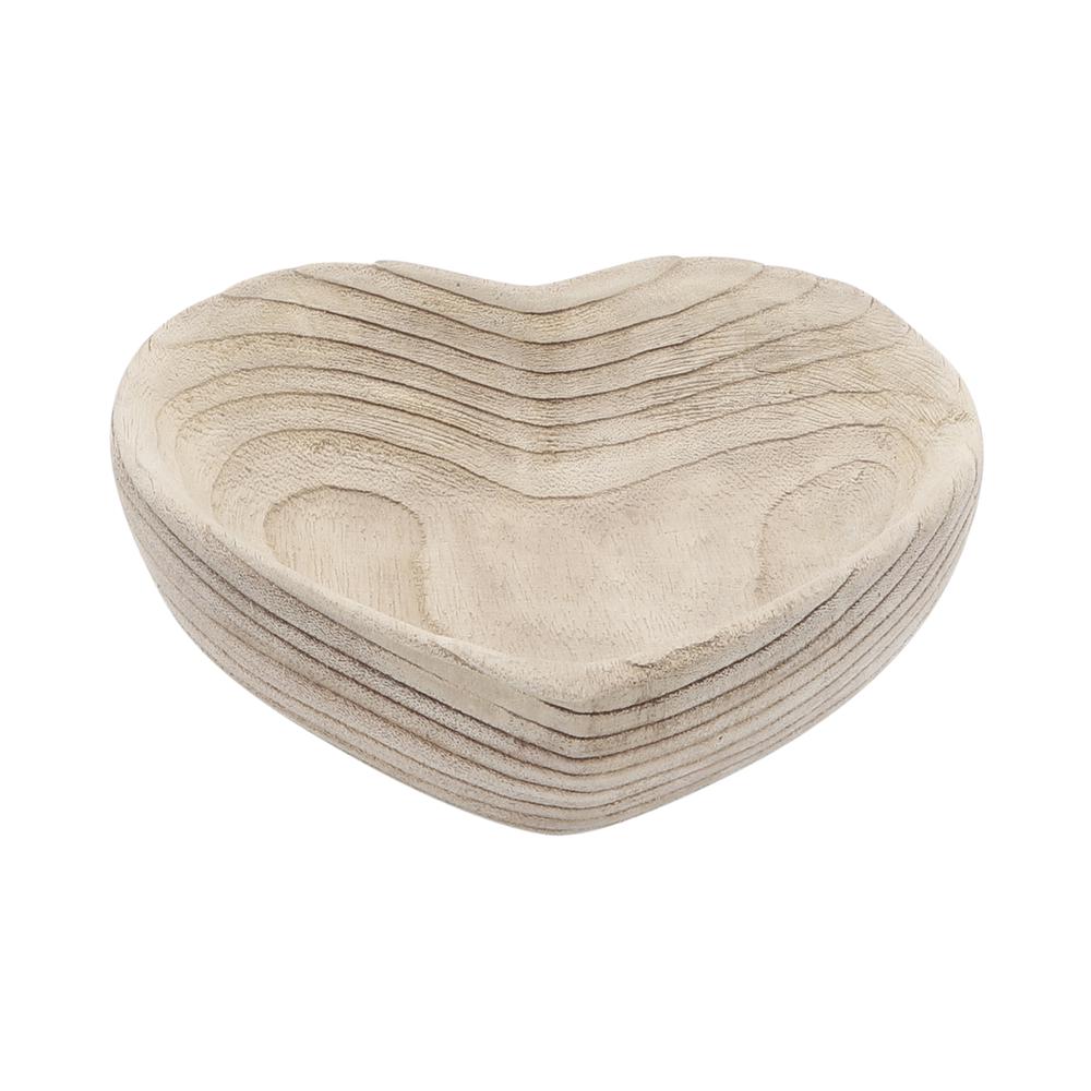 Wood, S/2 9/10" Heart Bowls, Natural. Picture 4