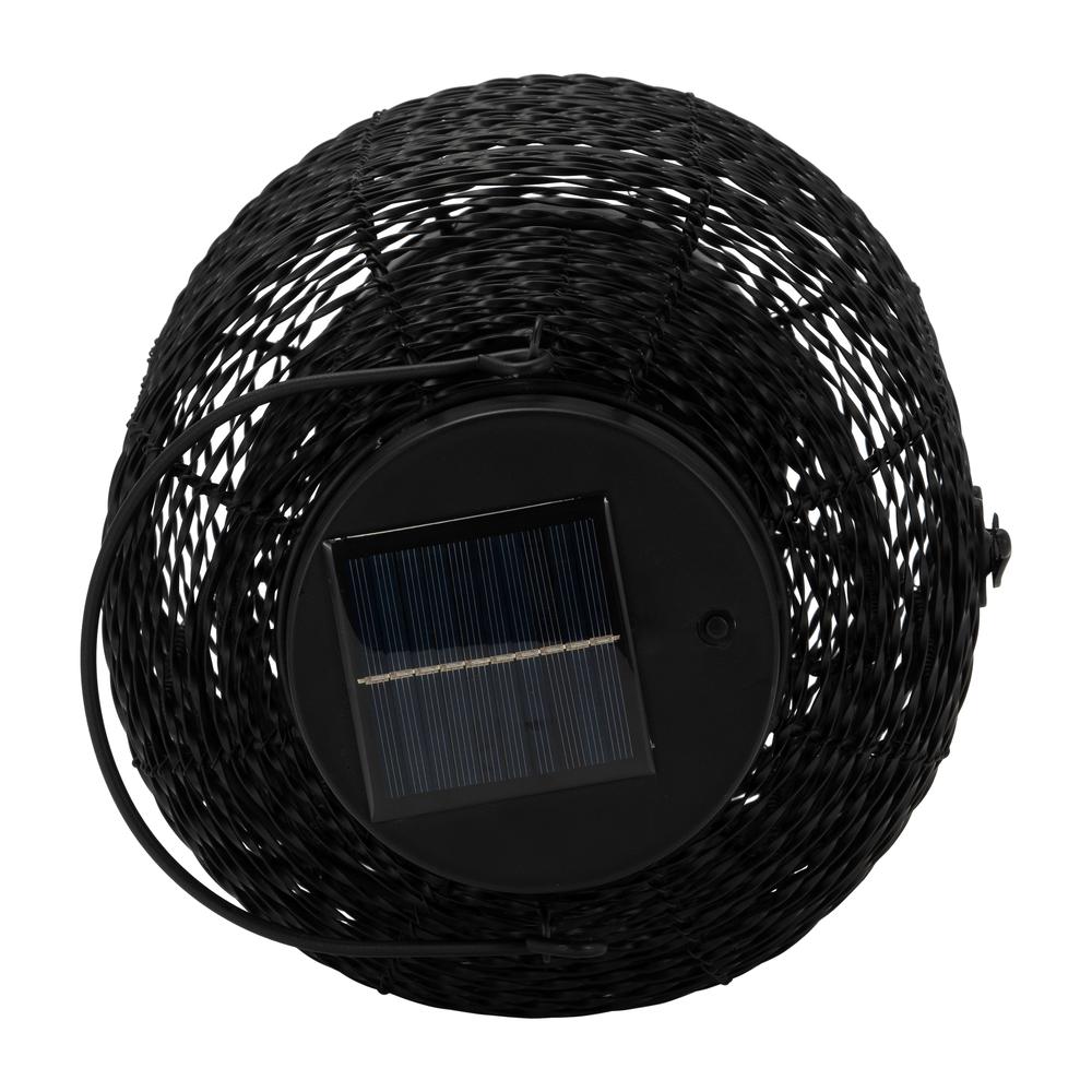 Metal,s/2 9/15"h,round Solar Lantern,black. Picture 7