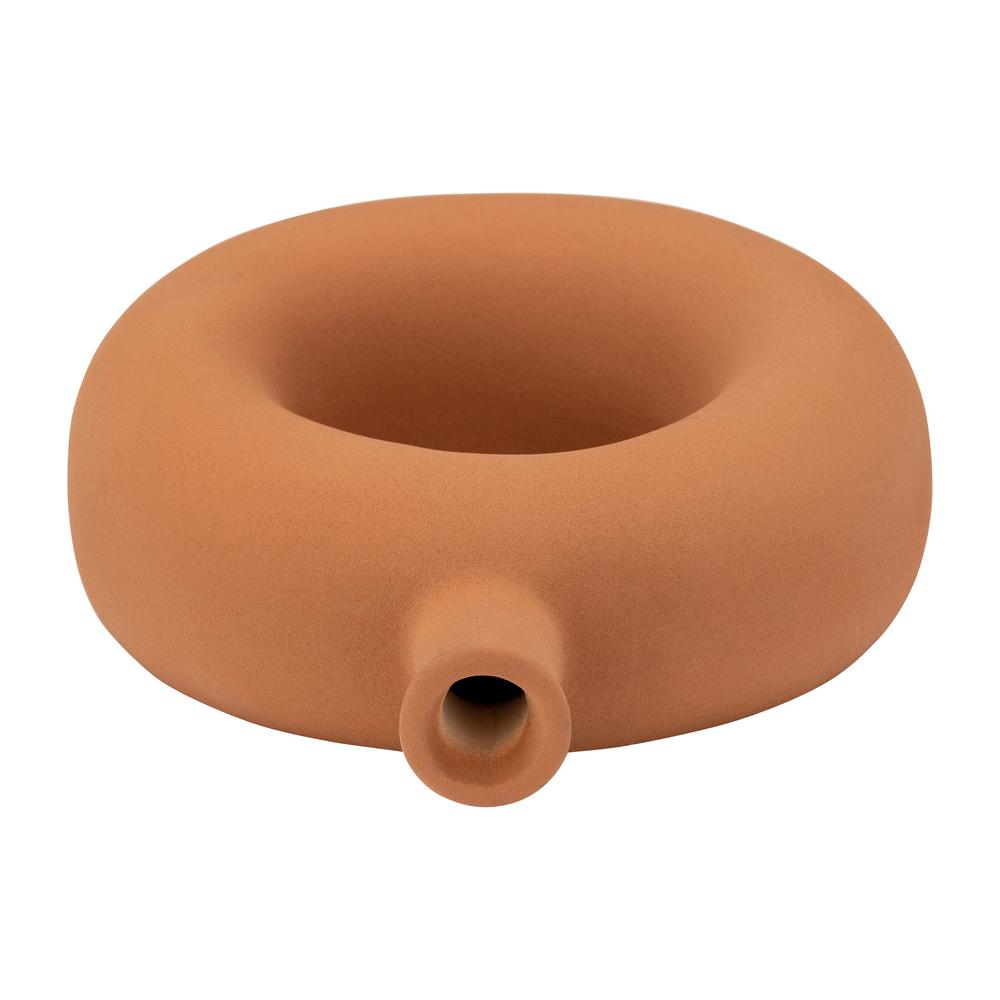 Cer, 8"h Round Cut-out Vase, Terracotta. Picture 6