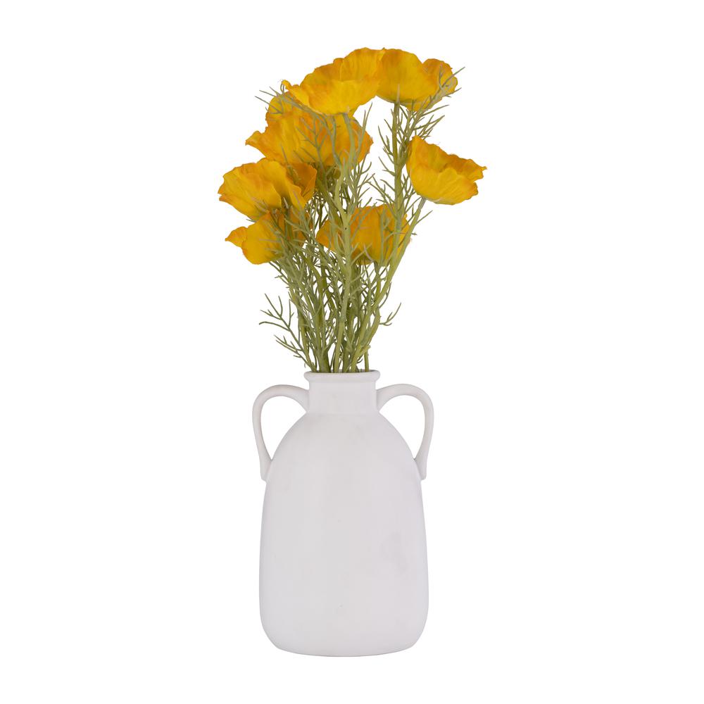 Cer, 10"h Eared Vase, White. Picture 4