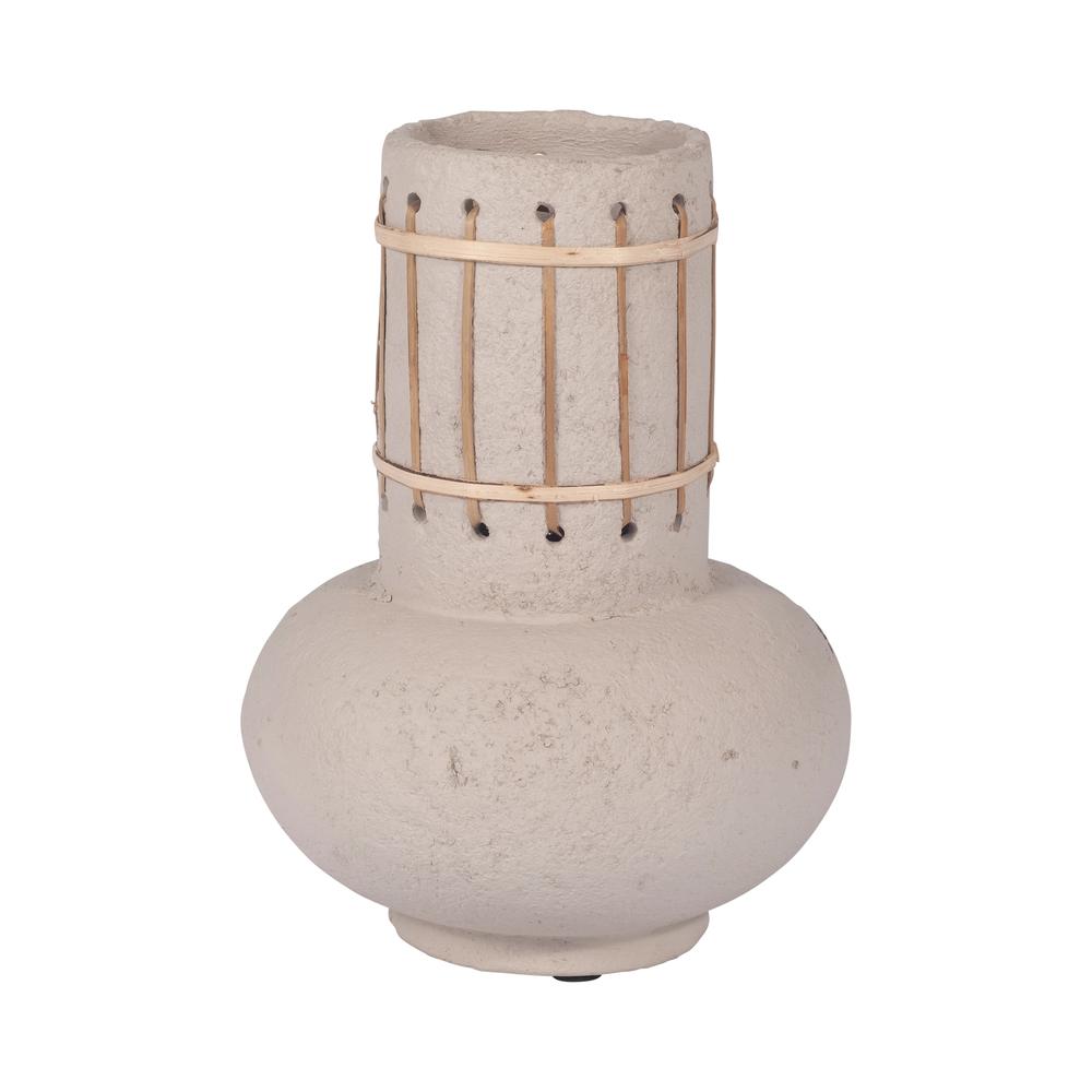 Ecomix, 10" Top Weave Nomad Vase, Ivory. Picture 1
