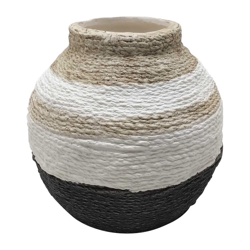 7" Striped Woven Textured Vase, Multi. Picture 1