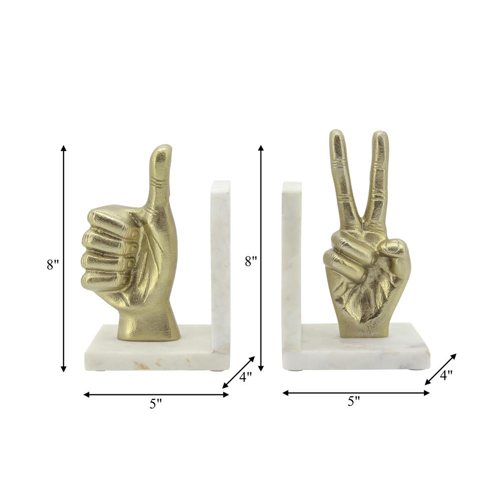 S/2 Hand Sign Bookends, Gold. Picture 5