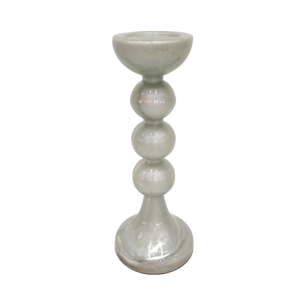 Glass,18"h,bubbly Candle Holder,white. Picture 1
