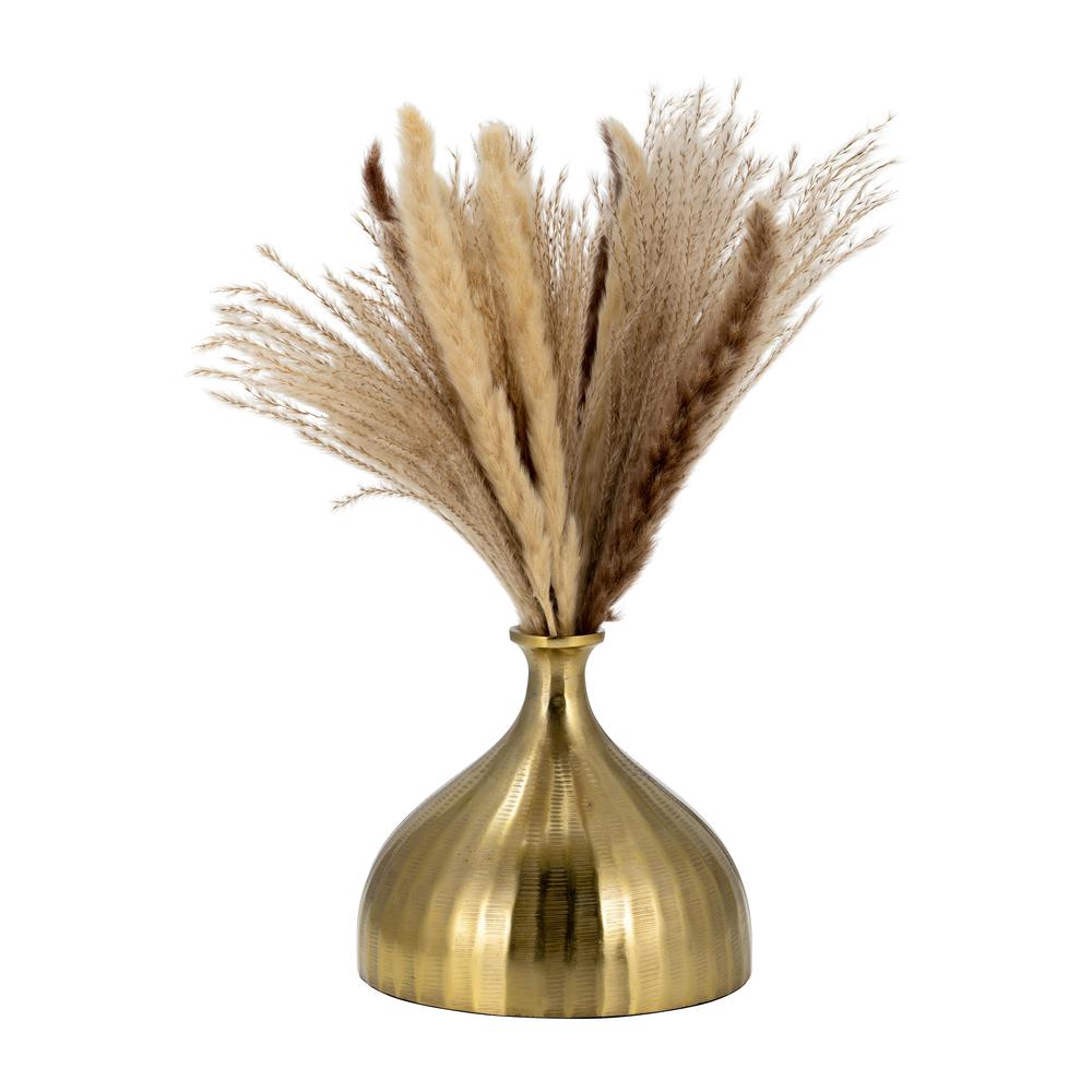 Metal, 7" Bulbous Vase,gold. Picture 3