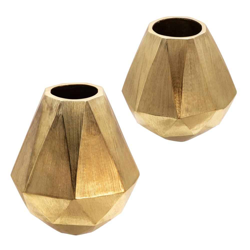 8" Geometric Deco Vase, Gold. Picture 3