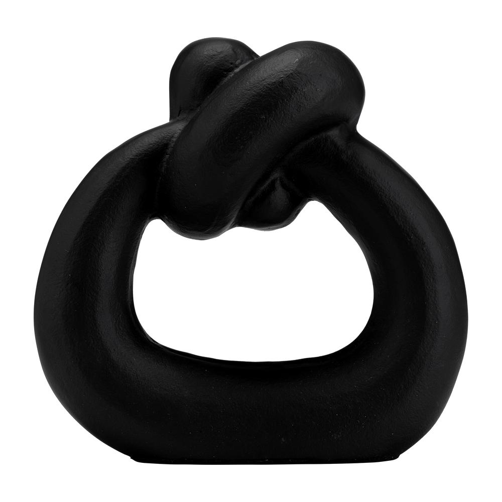 Metal,11"h,broad Knot Ring Sculpture,black. Picture 1