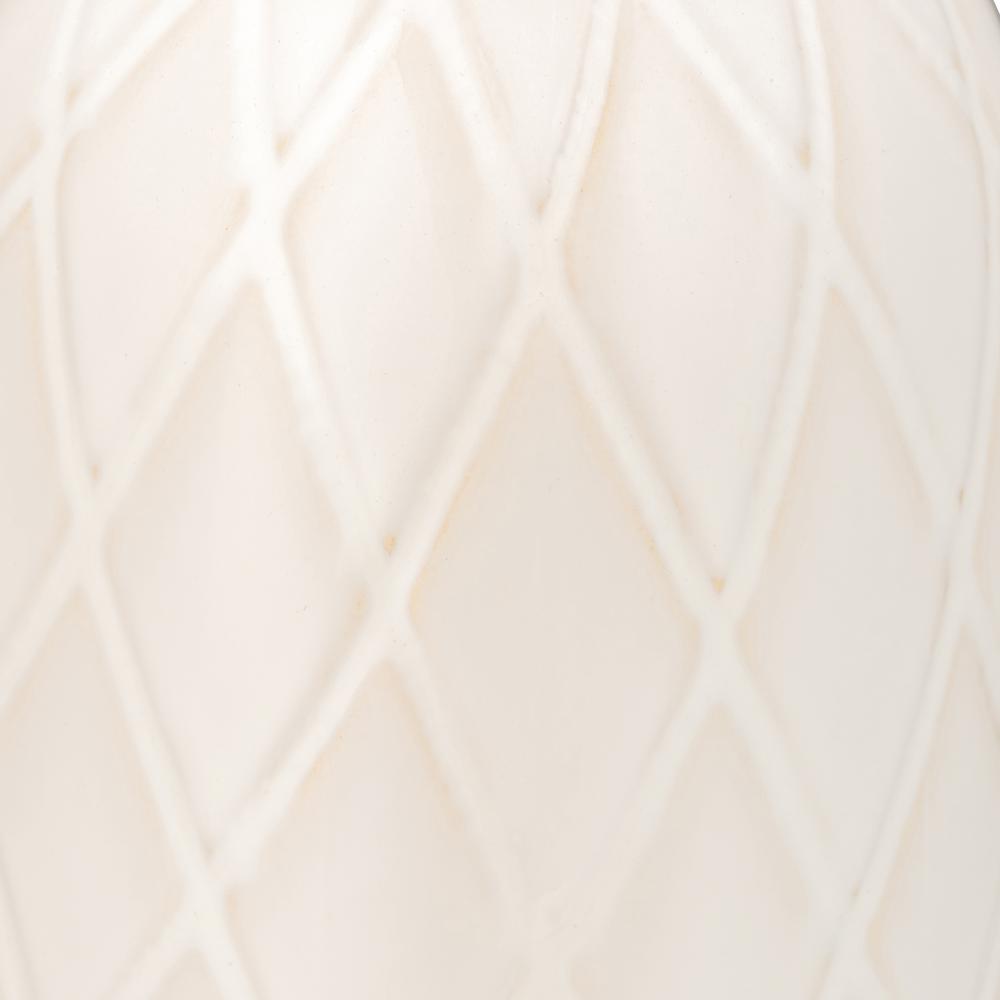 Cer, 16" Plaid Textured Vase, Beige. Picture 3