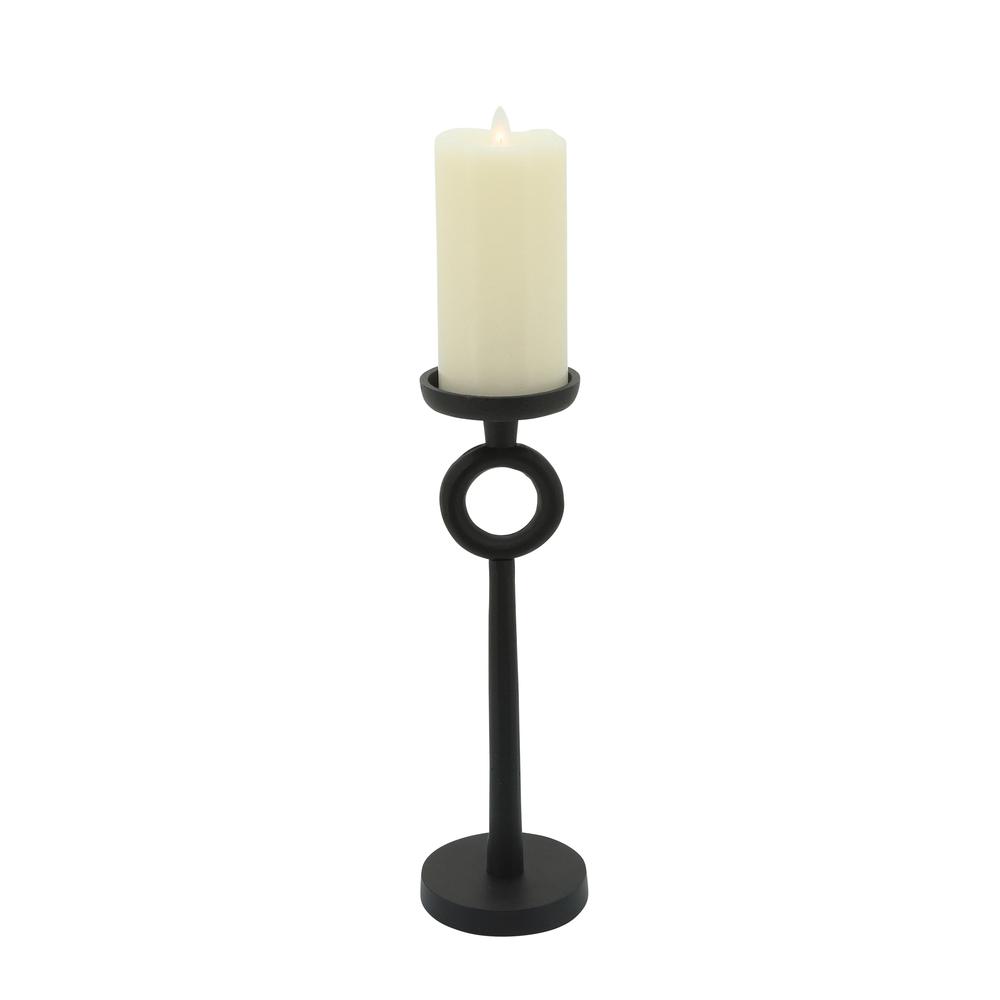 13"h Metal Candle Holder, Black. Picture 2