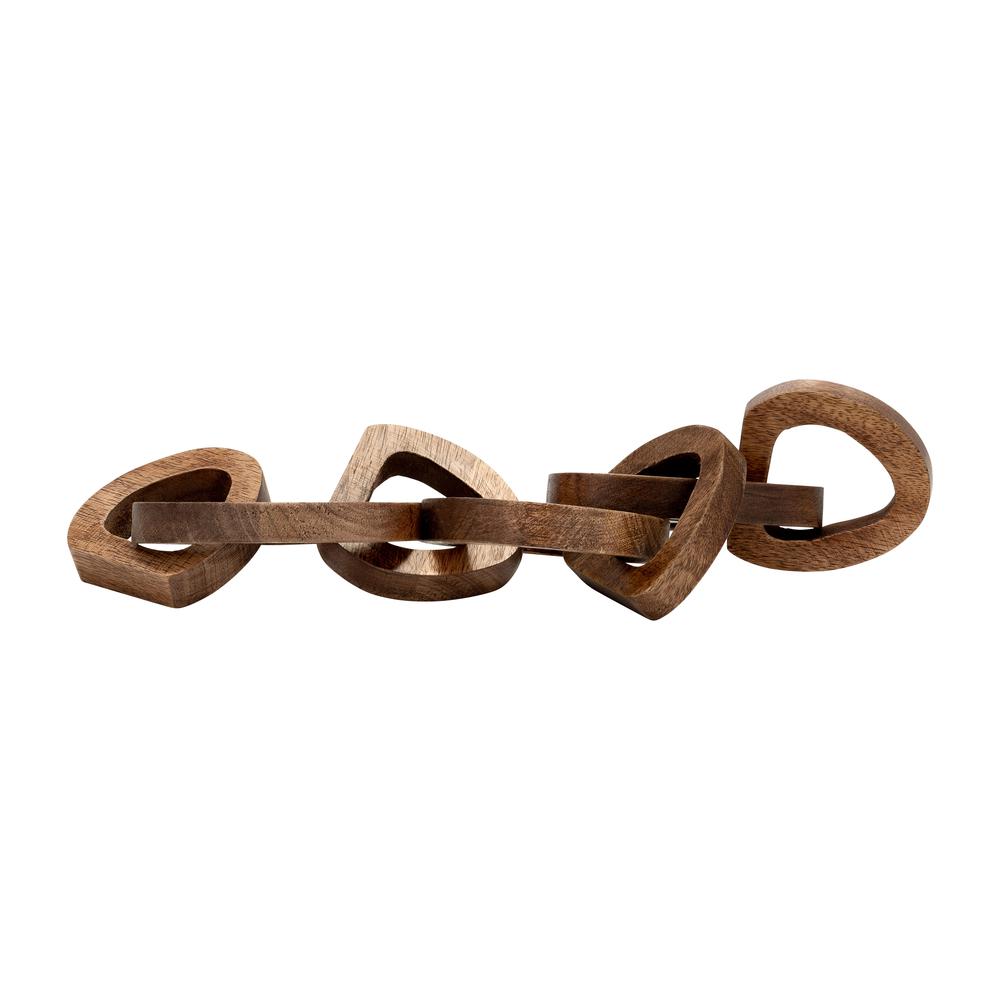 Wood, 19"l Chain Links, Brown. Picture 2