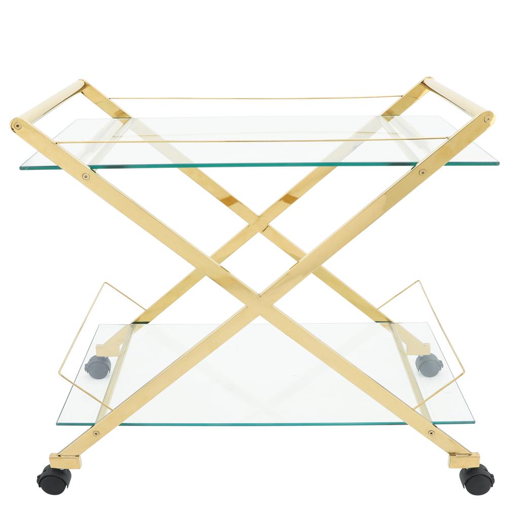 Two Tier 31" Rolling Bar Cart,gold Kd. Picture 1
