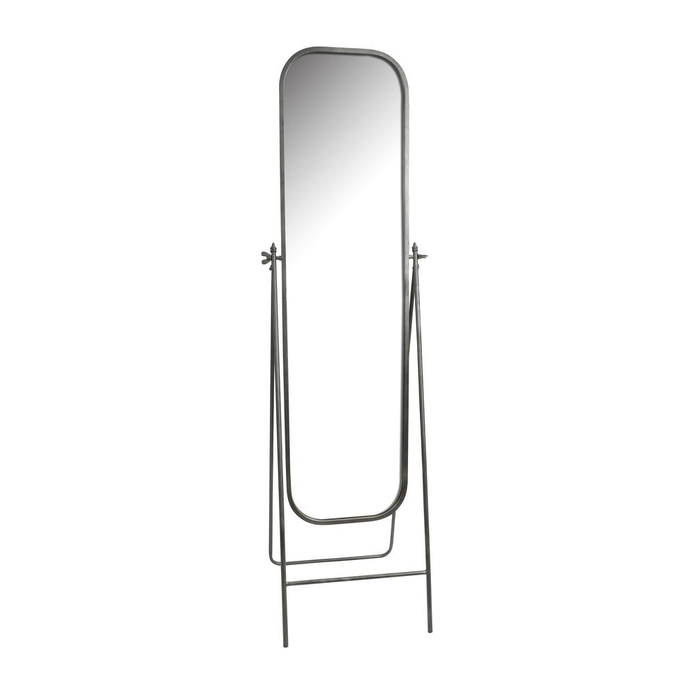 Metal, 21x69 Floor Mirror On Stand, Black. Picture 1