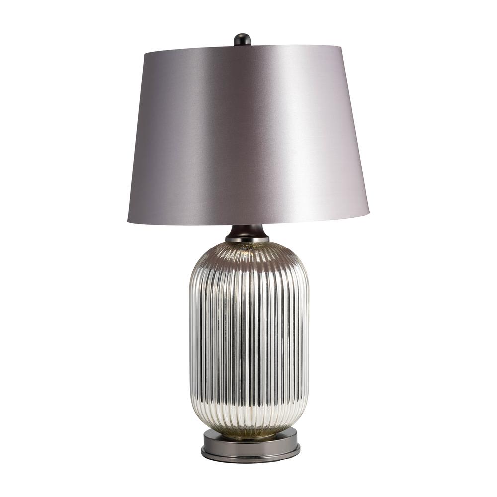 Glass, 27" Ridged Table Lamp, Silver. Picture 1
