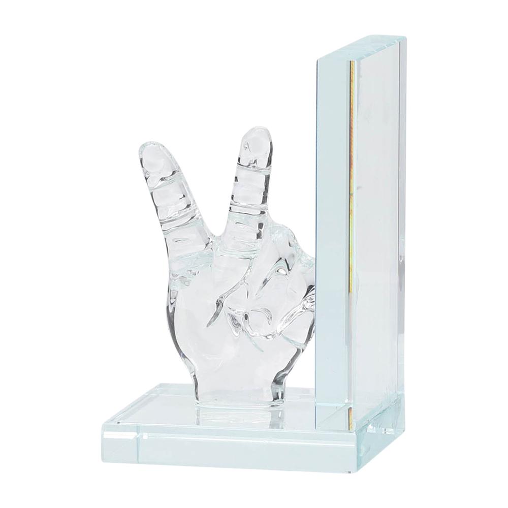 Crystal, S/2 6"h Peace Sign Bookends. Picture 8