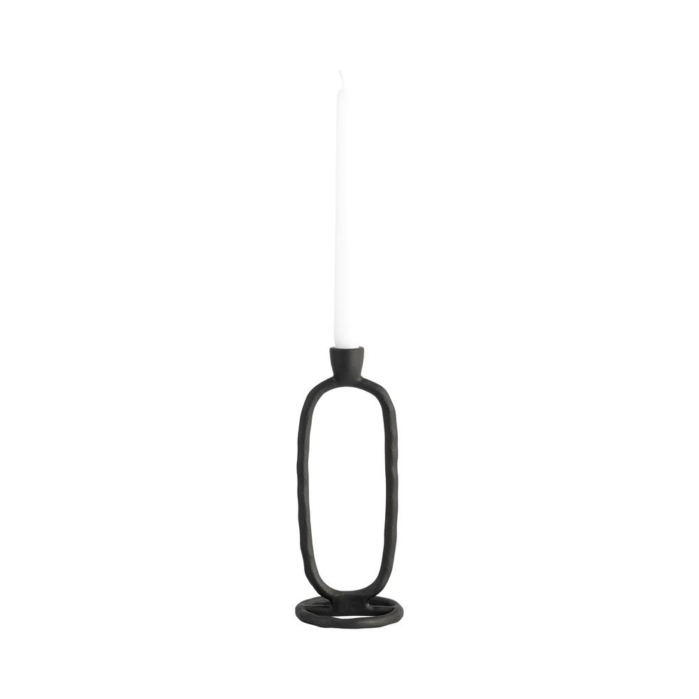 Metal, 10" Open Oval Taper Candleholder, Black. Picture 4