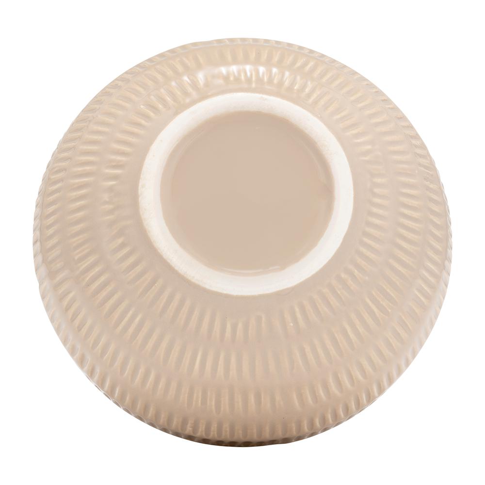 Cer,6",stripe Oval Vase,irish Cream. Picture 6