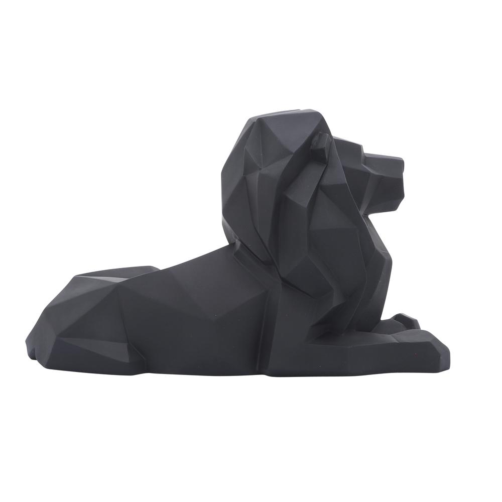 Resin 13" Laying Lion, Black. Picture 3
