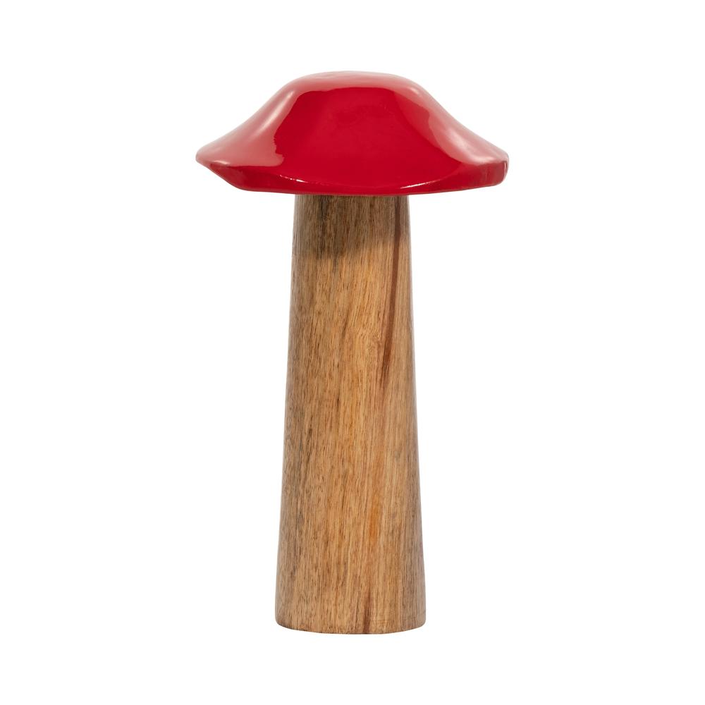 Wood, 8" Toadstool Mushroom, Red. Picture 2