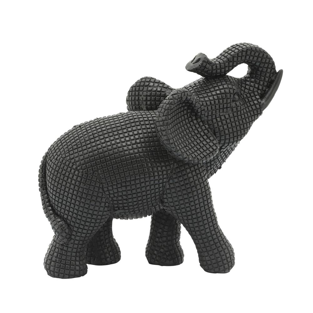 Resin 7" Elephant Table Accent, Black. Picture 3