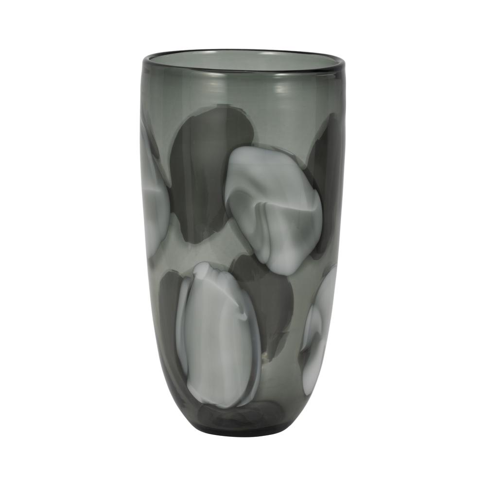 Glass, 14" Hand Blown Vase, Aqua. Picture 1