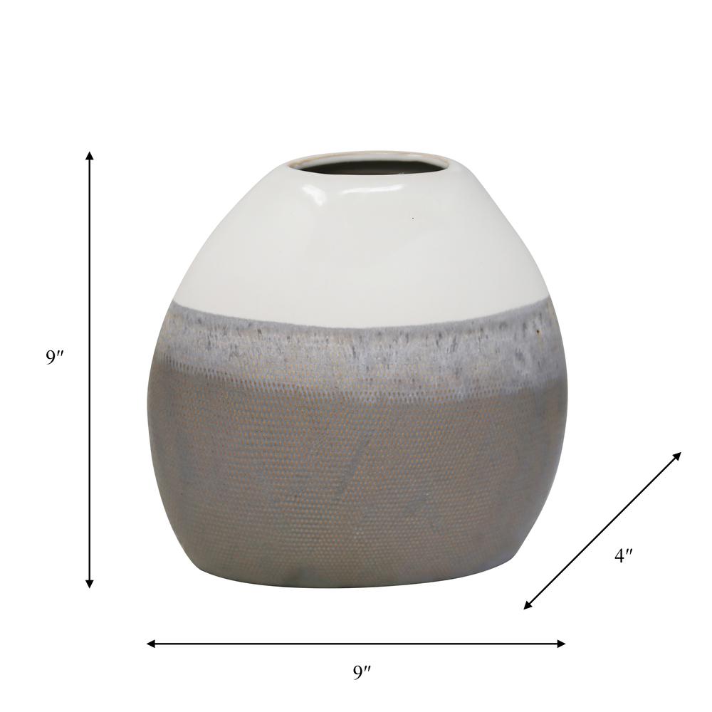 Ceramic 9" Vase, Multi Gray. Picture 3