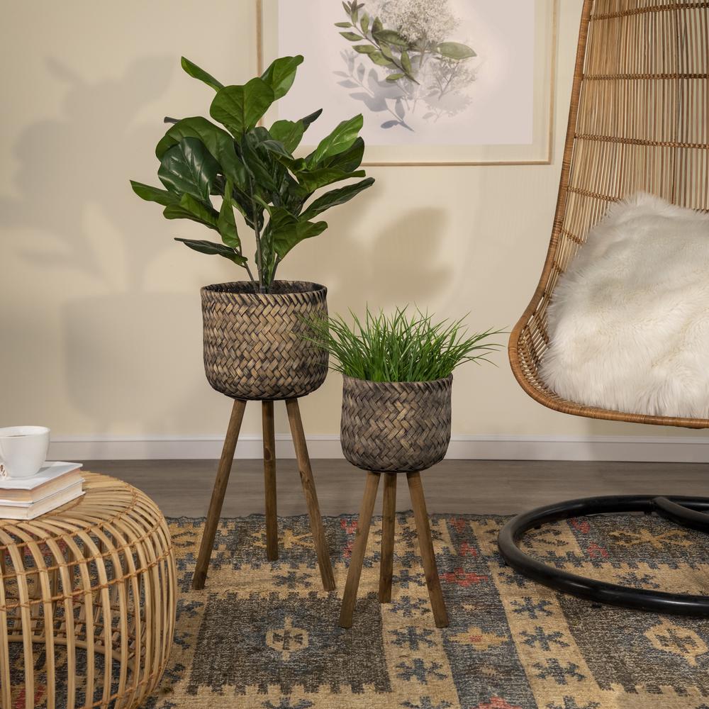 S/2 Bamboo Planters On Stands. Picture 11
