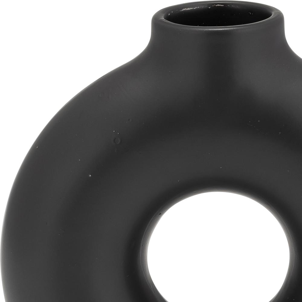 Cer,7",donut Footed Vase,black. Picture 6