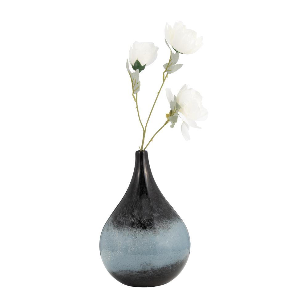 Glass, 12" Vase Blue Ombre. Picture 2