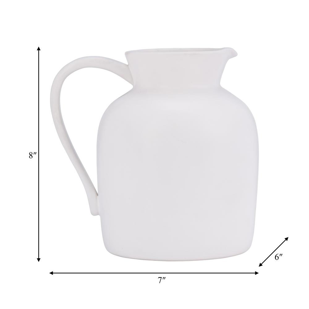 Cer, 7" Pitcher Vase, White. Picture 9