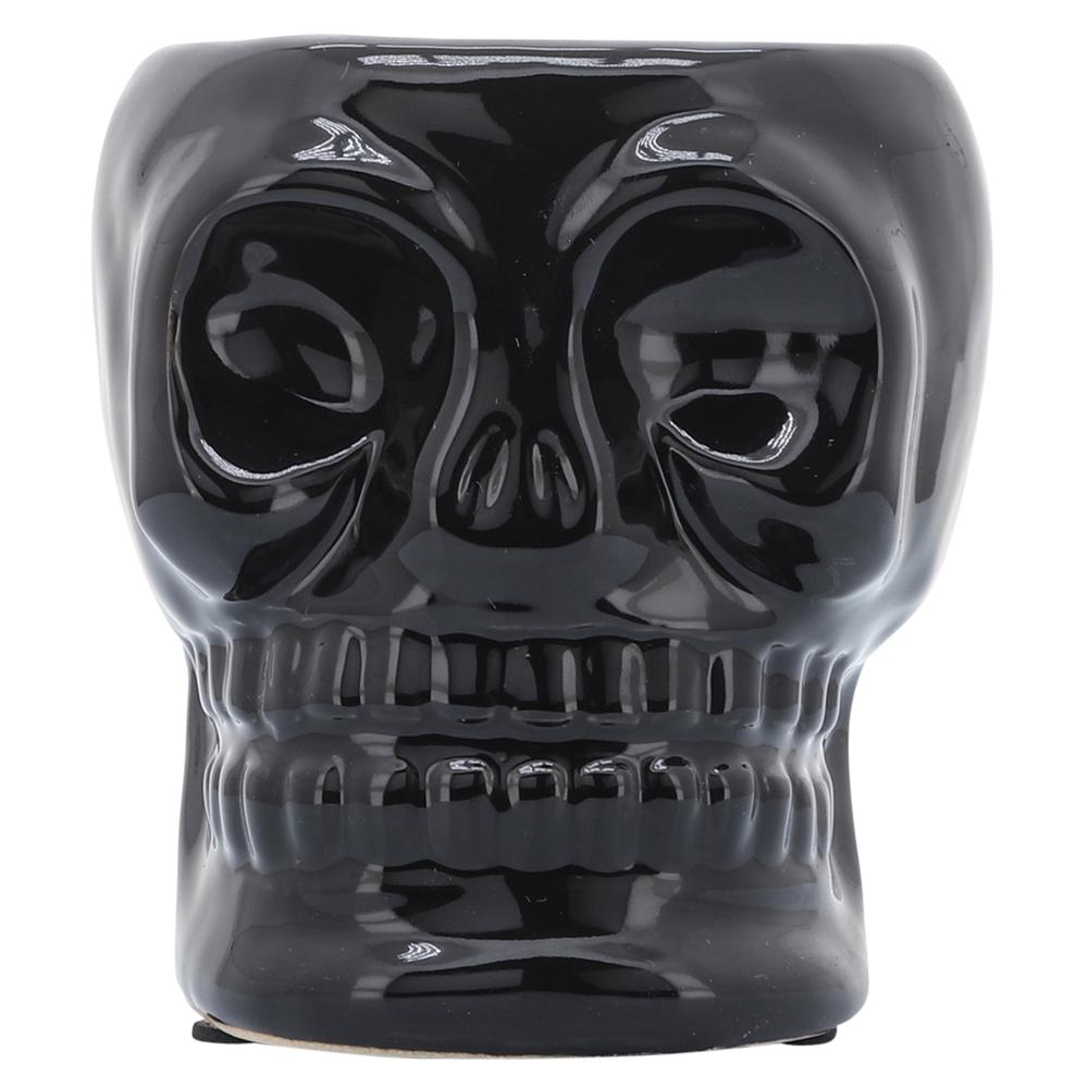 Cer, 5" Skull Vase, Black. Picture 1