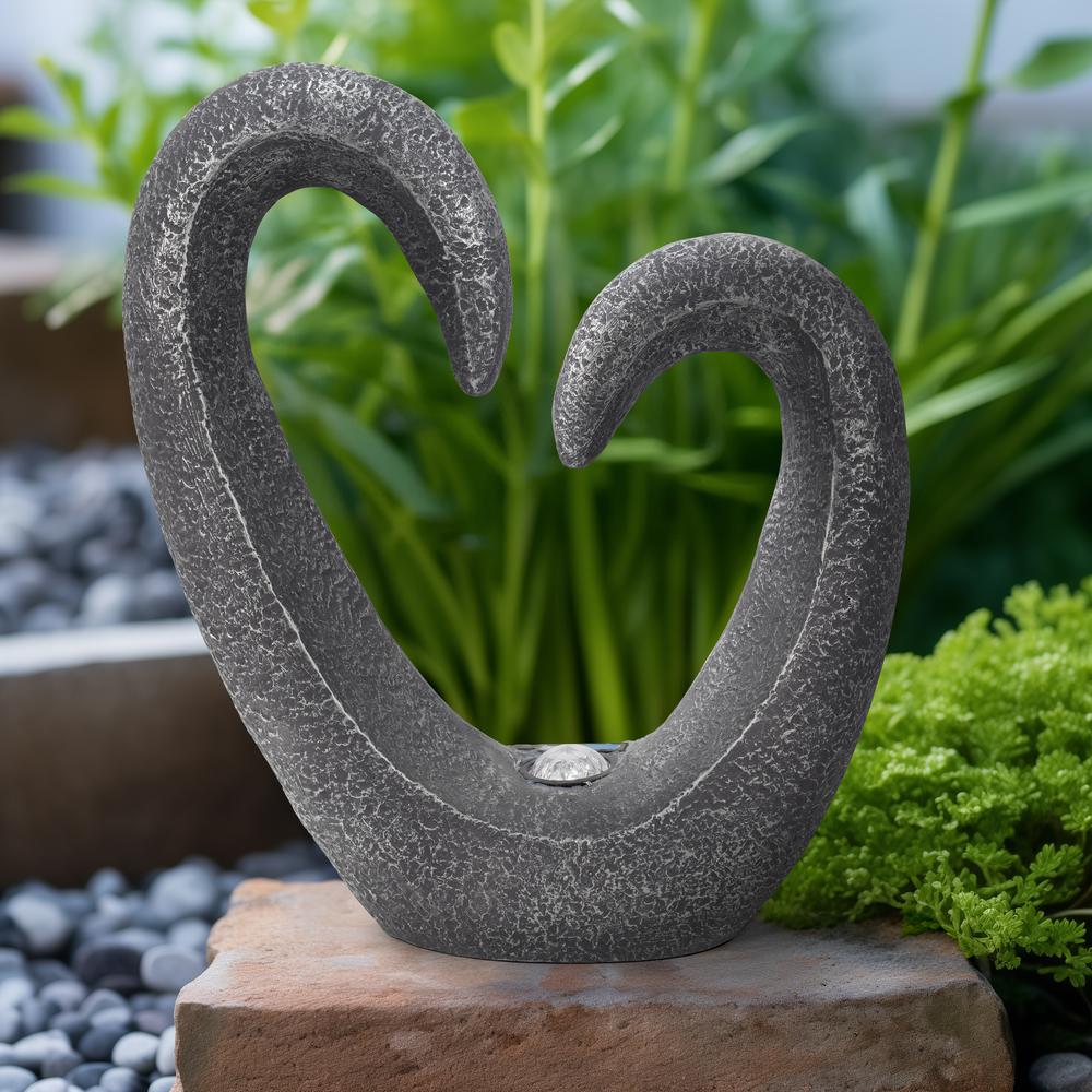 19" Heart Statue With Solar, Dark Grey. Picture 11