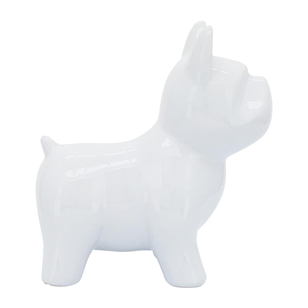 Cer, 8" Dog Table Deco, White. Picture 2