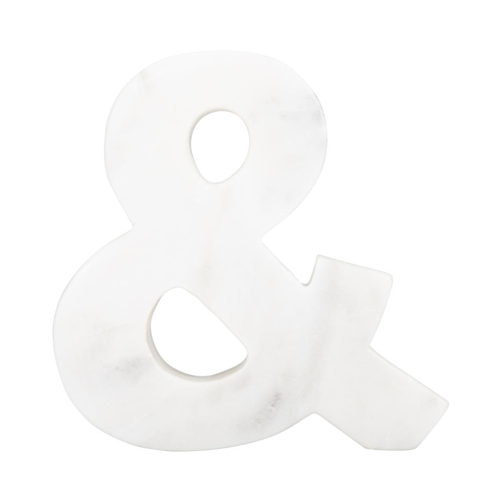 6" Marble Ampersand "&", White. Picture 1