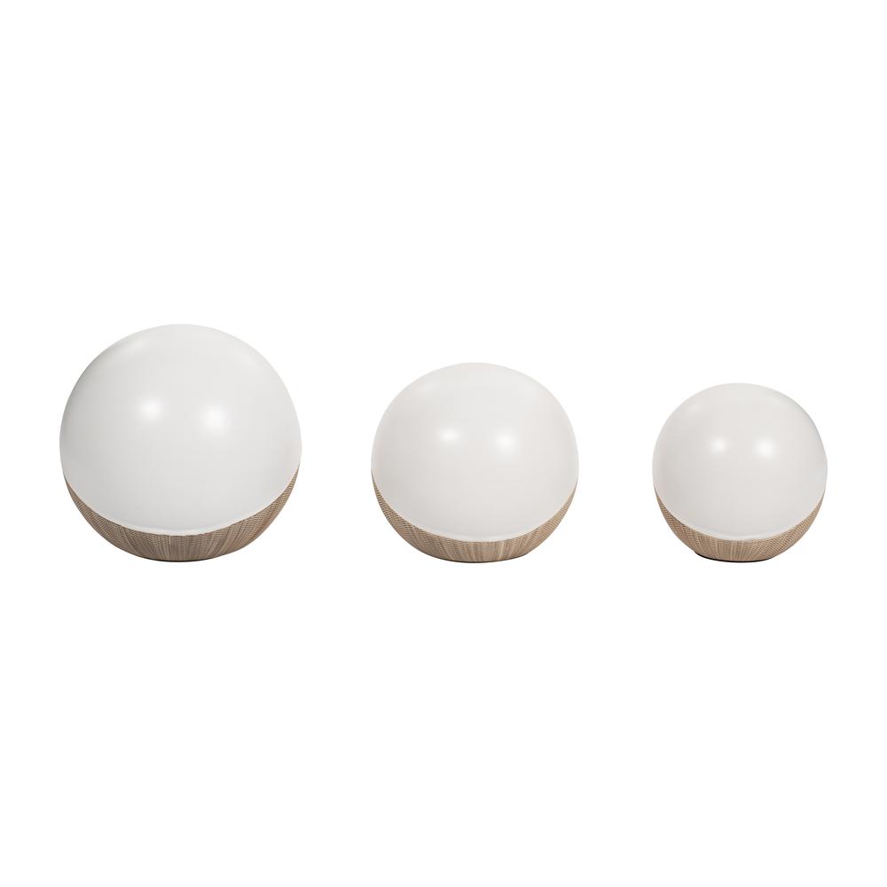 Cer, S/3 4/5/6", 2-tone Orbs, Cream/white. Picture 3
